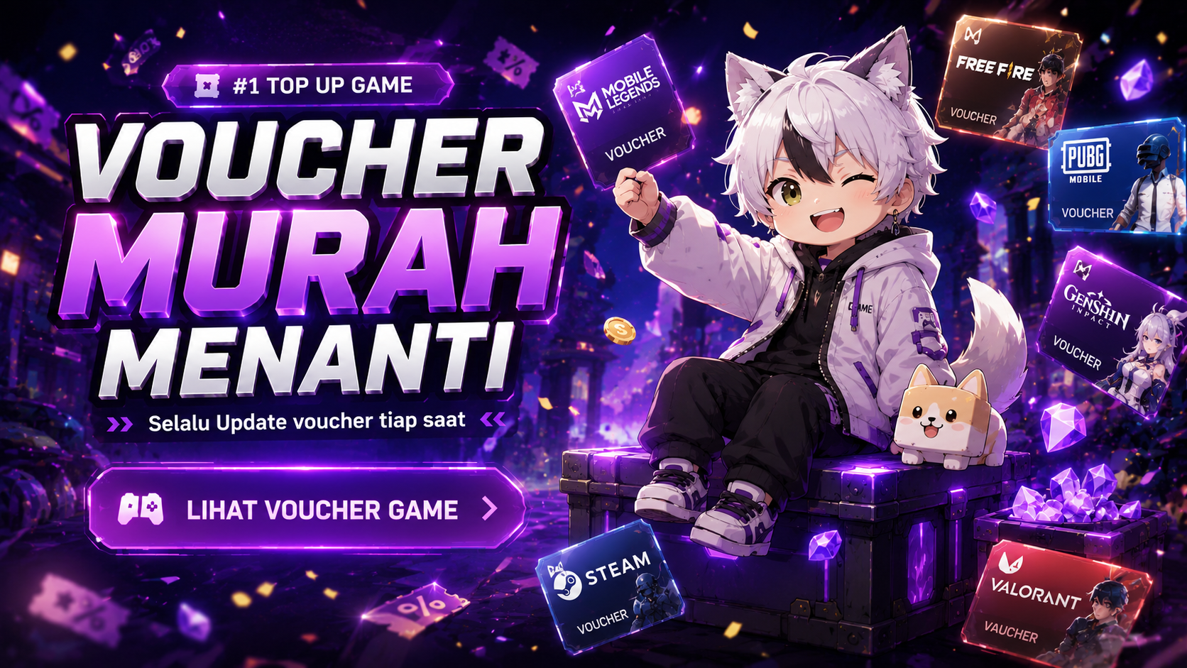 Roblox Games Banner dengan karakter mascot